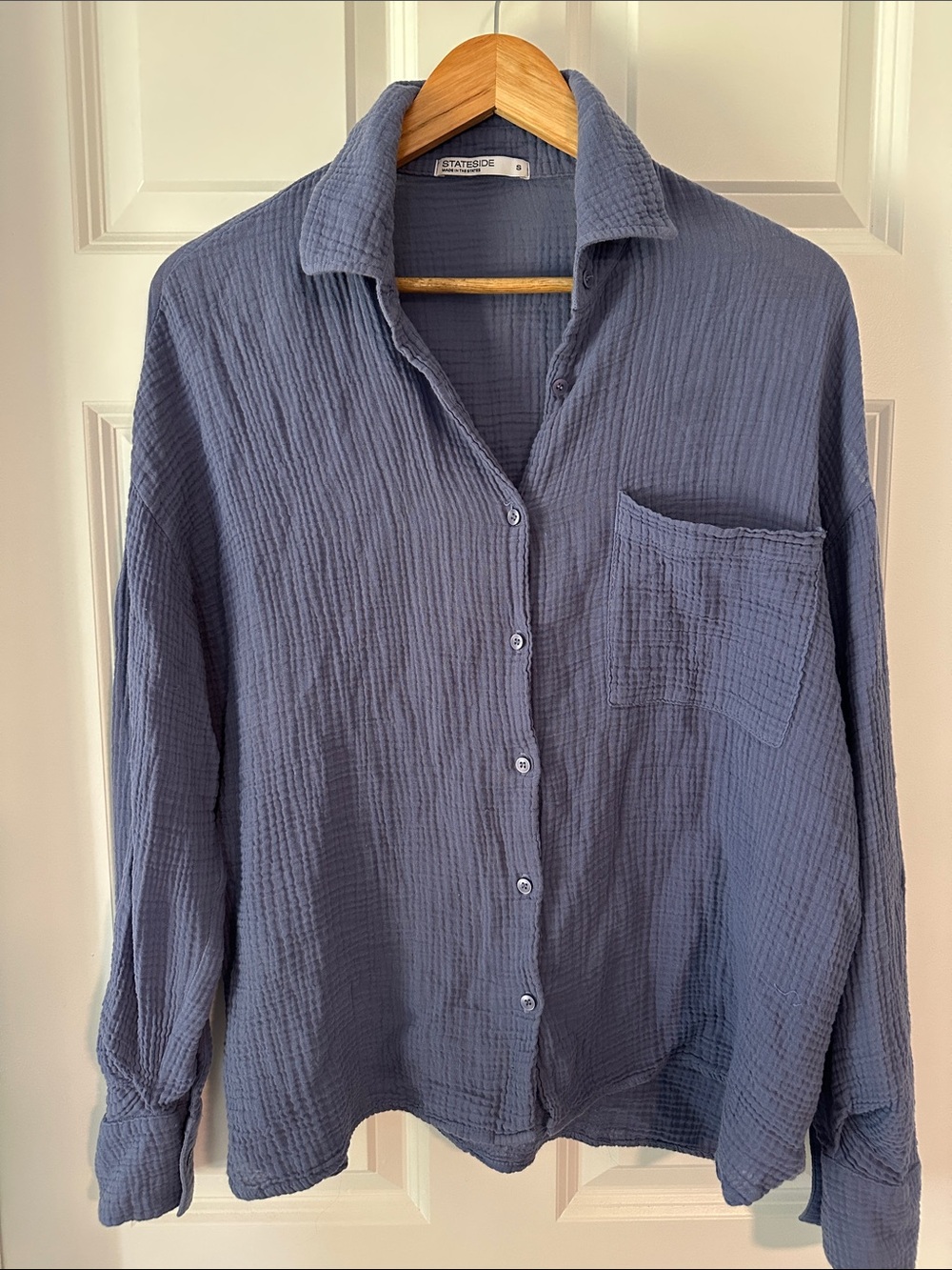 Stateside Slate Blue Gauze Button-Down Shirt